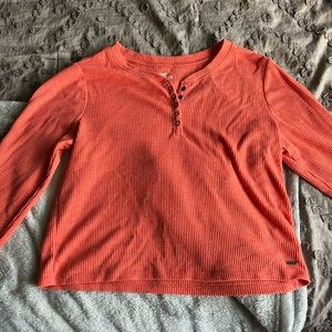 Orange Henley crop long sleeve